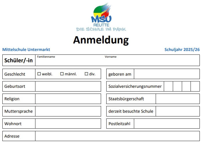 Sie möchten Ihr Kind für das Schuljahr 2025/26 anmelden